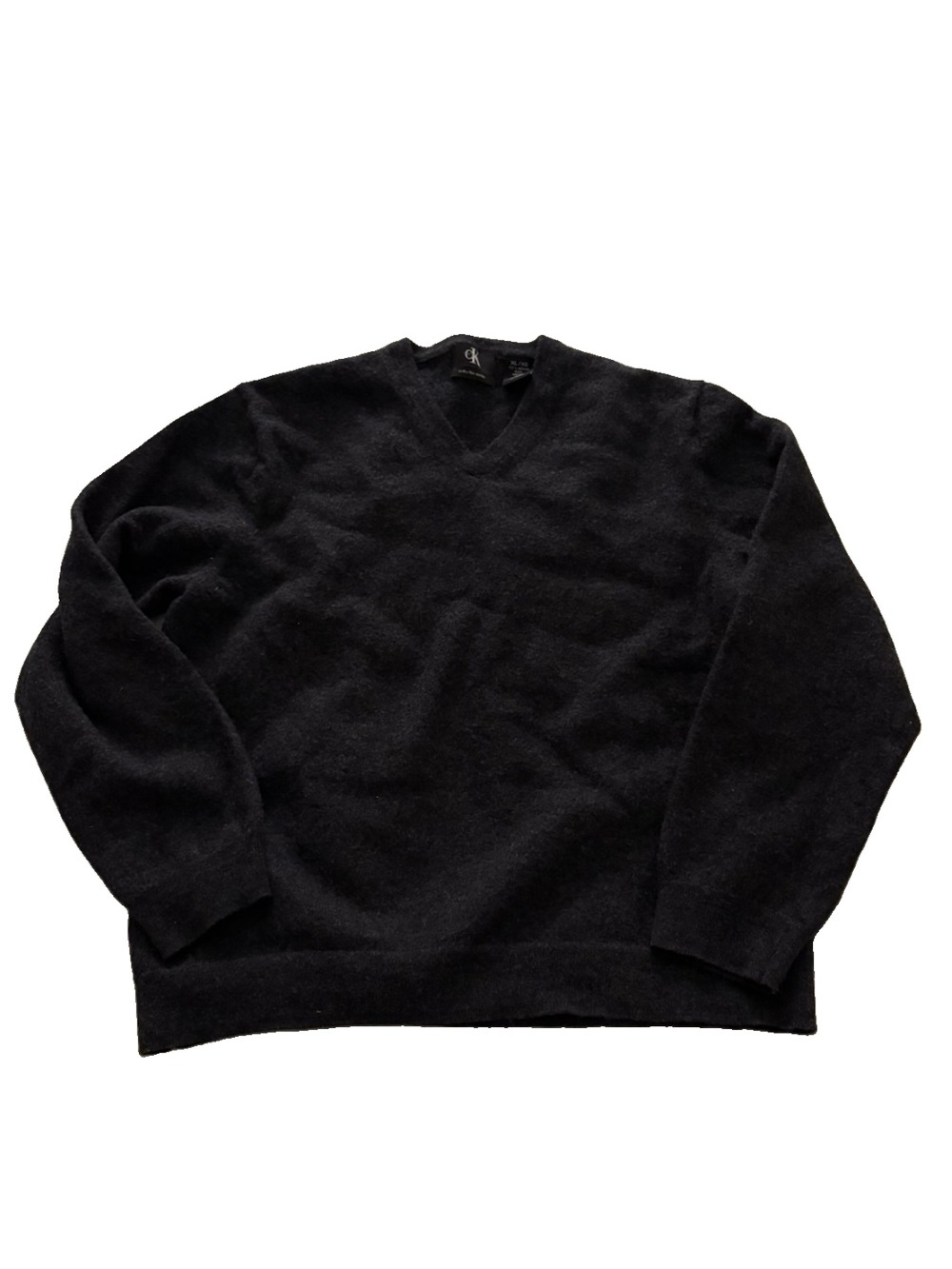 Calvin Klein Women's 100% Merino Wool Dark Gray/Black V-Neck Sweater